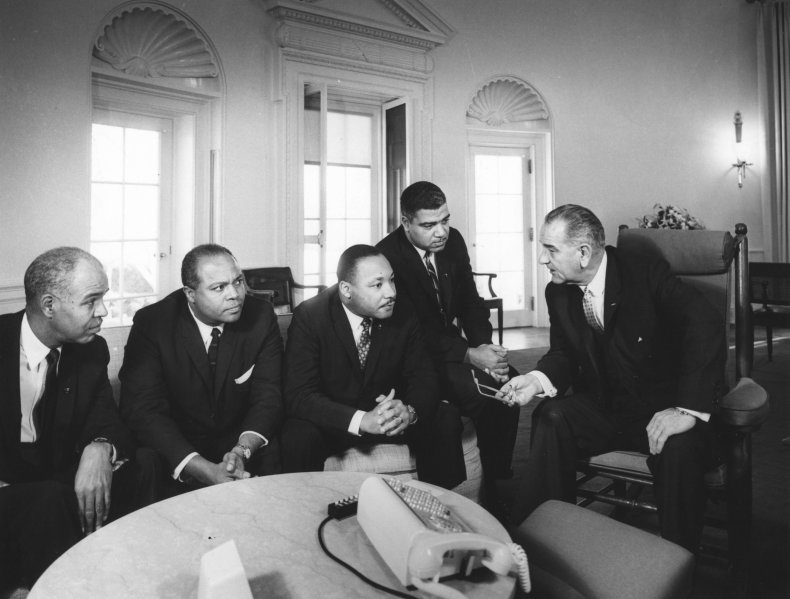 Johnson with Civil Rights Leaders