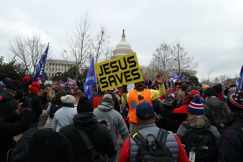 Jesus Save sign at Capitol riot