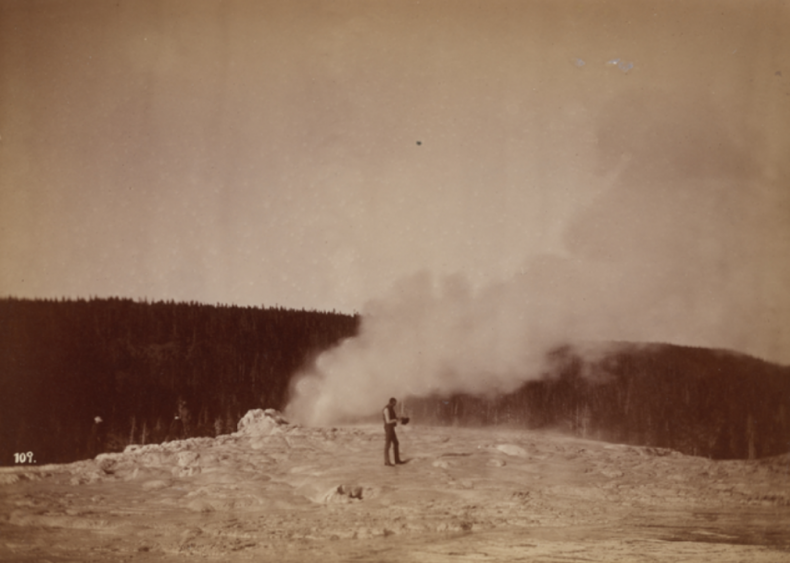 Old Faithful Geyser Cone, steaming