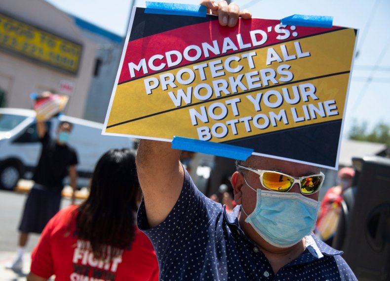 worker protest paid sick leave pandemic