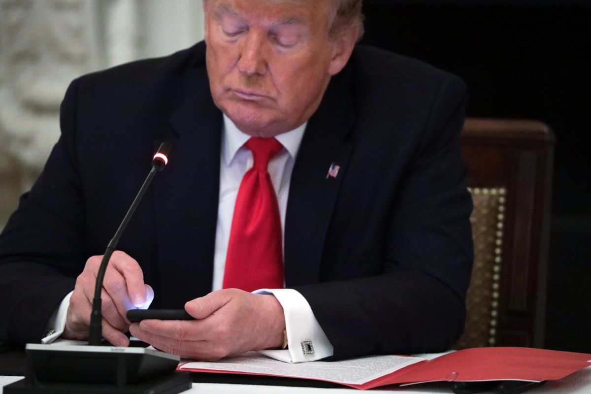 Donald Trump using a phone