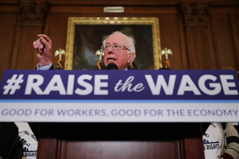 Bernie Sanders raise the wage presser 2019