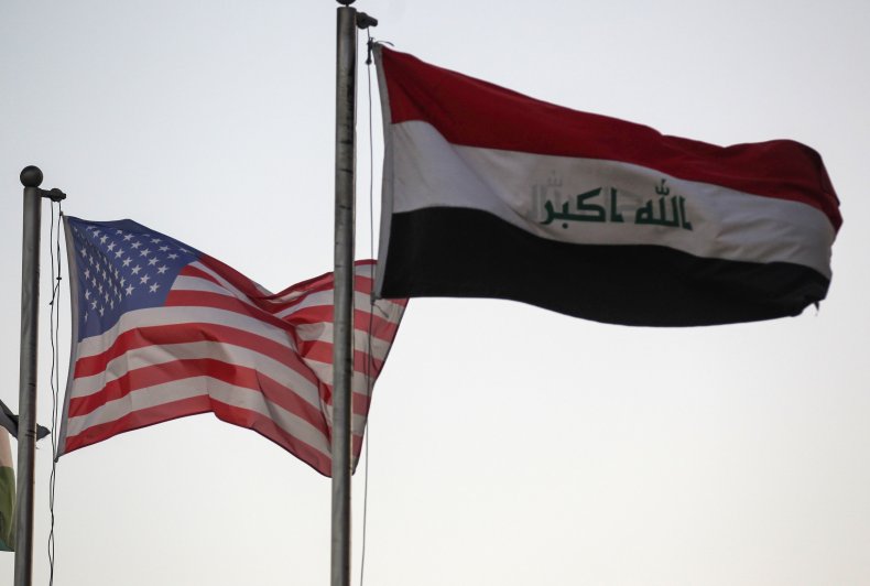 us, iraq, flags, baghdad