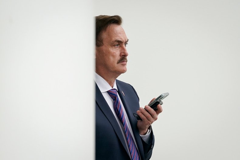 MyPillow CEO Mike Lindell waits outside the 