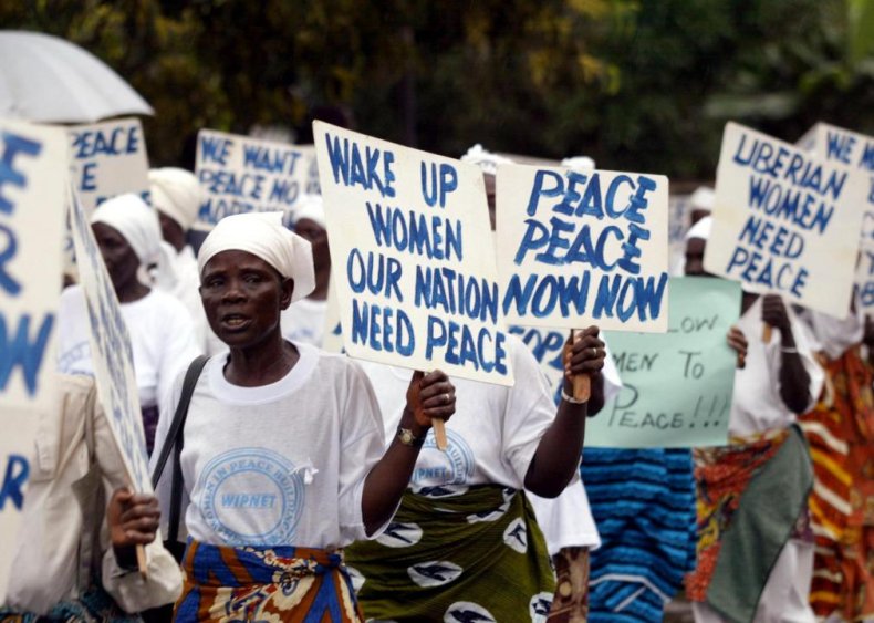 2003: Women of Liberia Mass Action for Peace ends a civil war