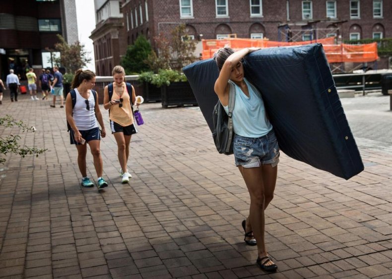 2015: Emma Sulkowicz carries her mattress across campus