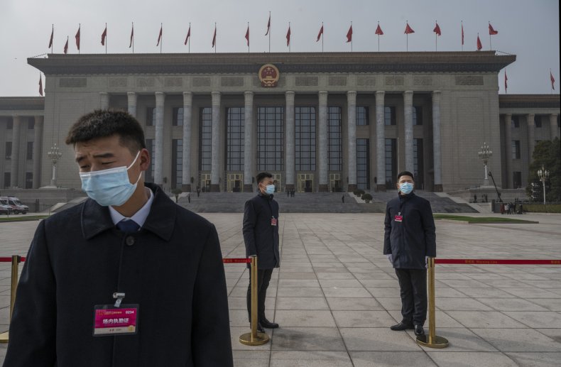 Chinese security agents pictured in Beijing, China