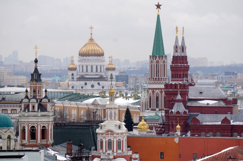Moscow and Kremlin pictured in February