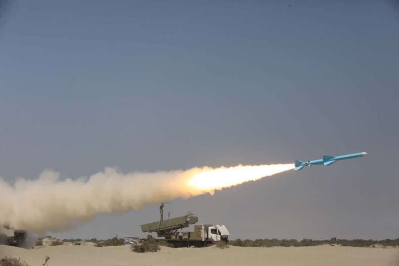 Iran missile during exercises near Hormuz Strait