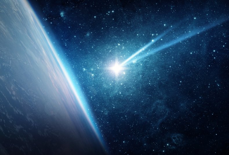 Meteoroid flying towards planet Earth