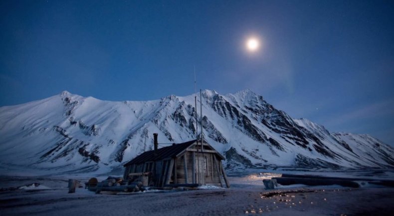 Heart in the Ice Moon Over Svalbard