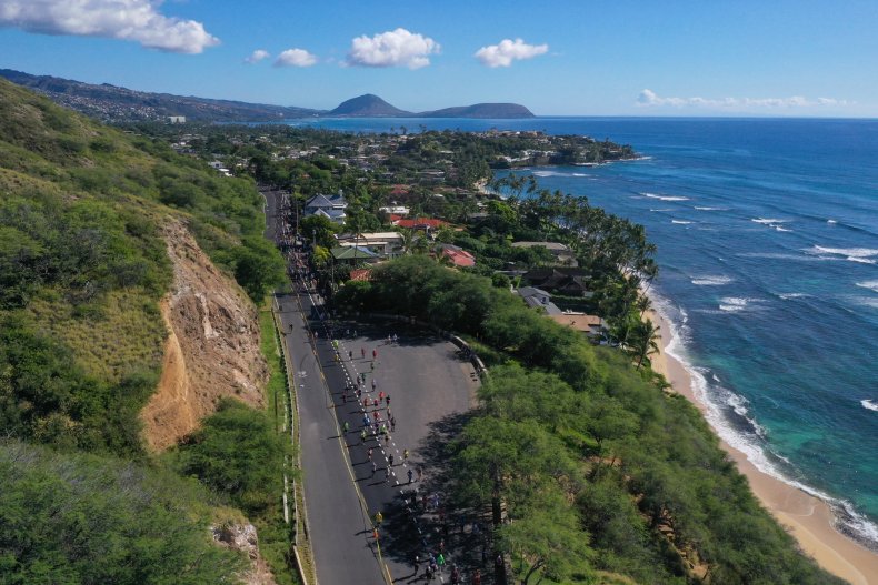 Aerial of Hawaii Honolulu 2019 marathon