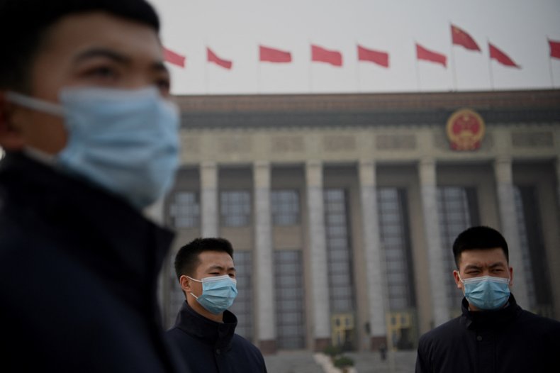 Chinese agents on guard in Beijing, China
