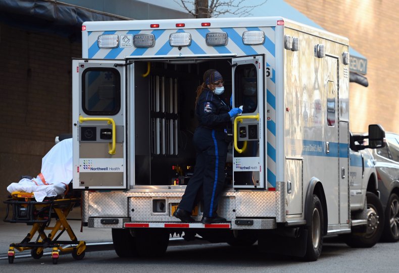 Paramedic sanitizes ambulance