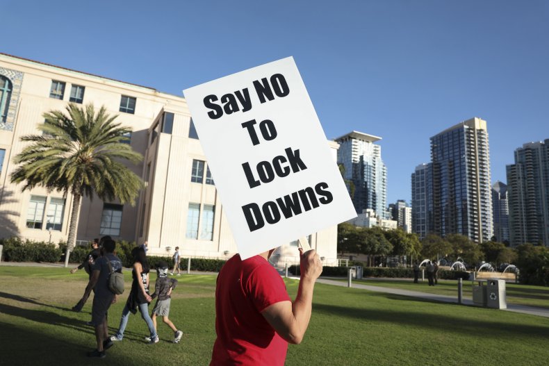 say no to lockdowns protest sign
