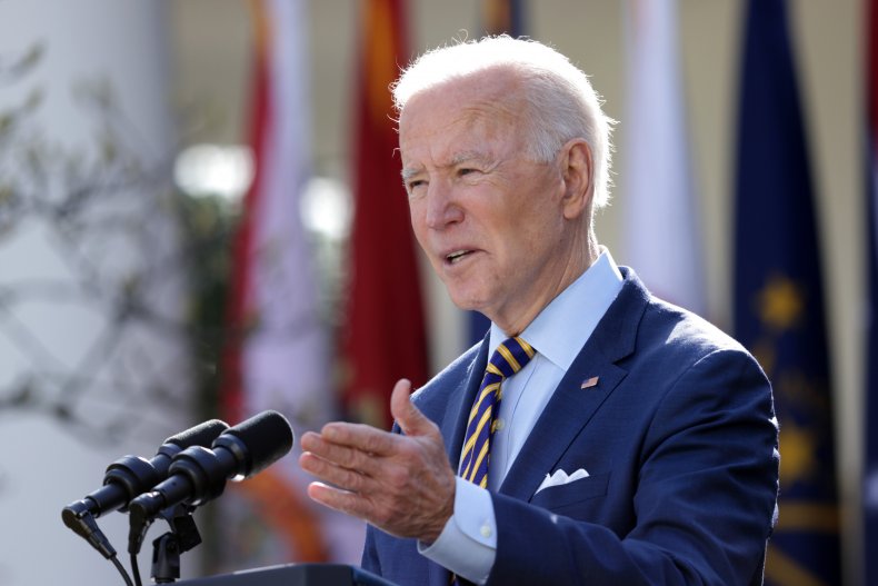 President Joe Biden in the Rose Garden