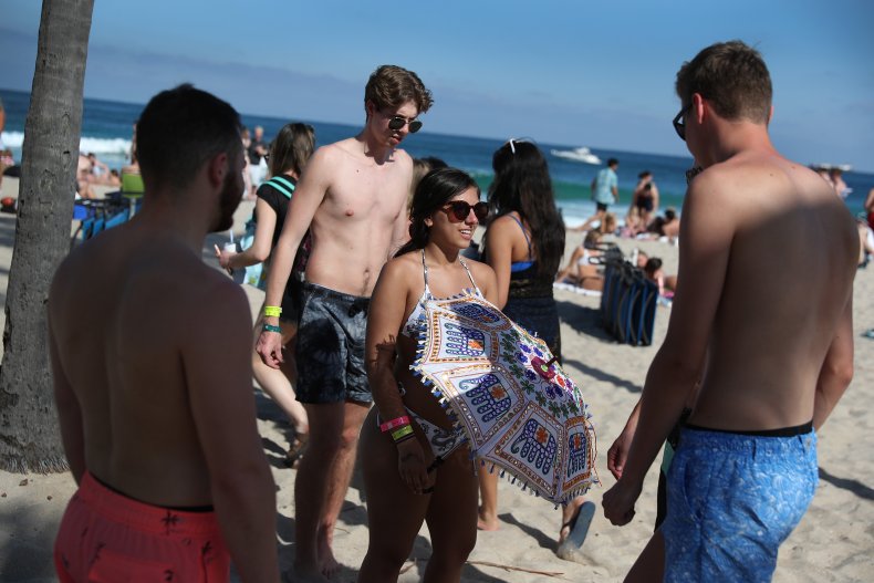 Beachgoers pictured in Fort Lauderdale, Florida