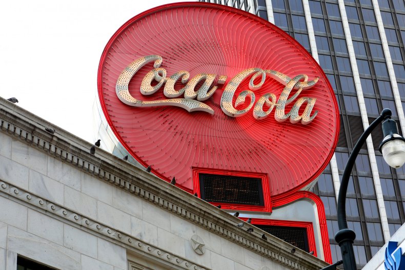 Coca-Cola signage atop the Olympia Building downtown 
