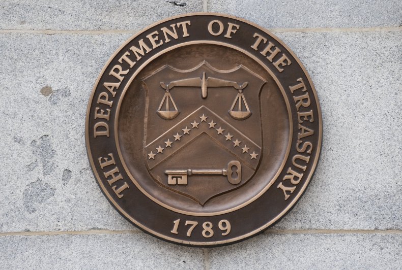 The logo of the US Treasury Department 