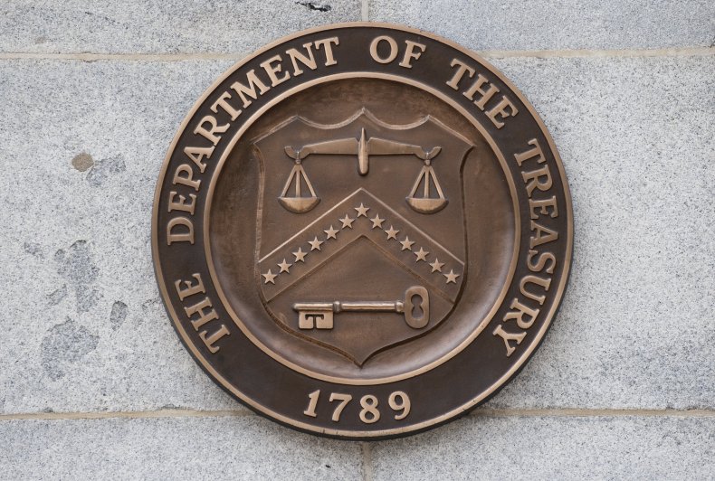 The logo of the US Treasury Department