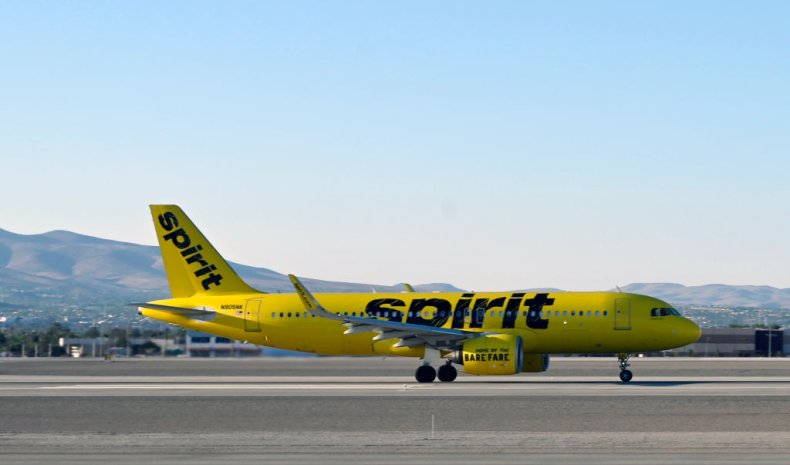 A Spirit Airlines plane in Las Vegas