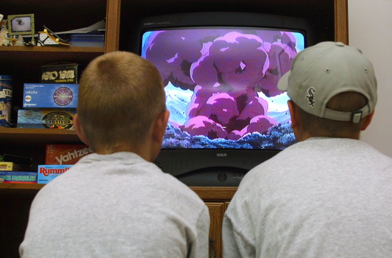 two boys watching Pokemon video