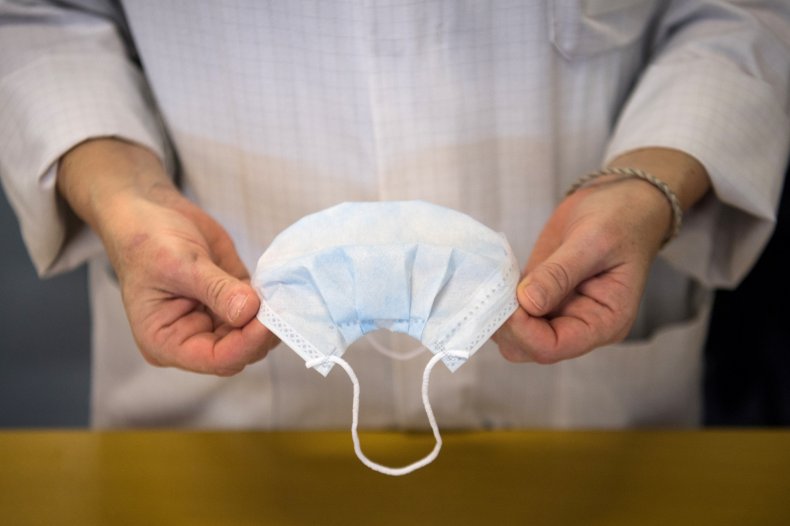 Hands Holding Surgical Mask