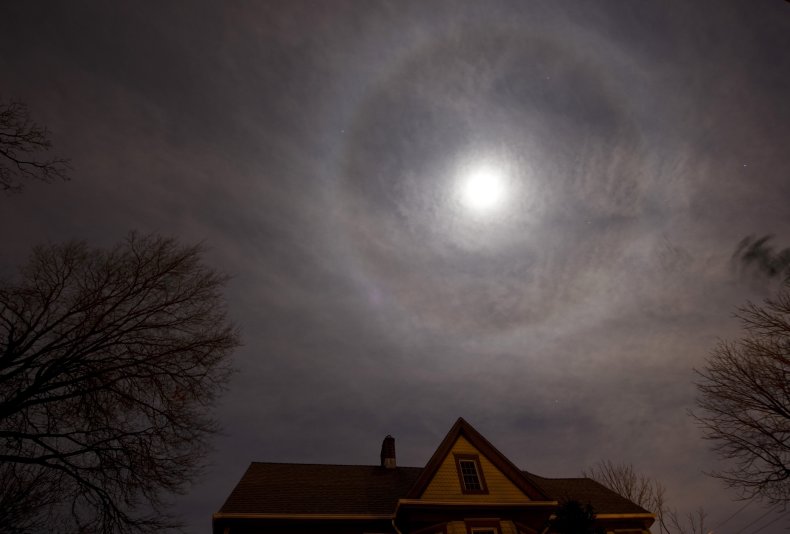 A moon halo visible from New York