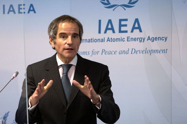 Rafael Grossi speaking at IAEA HQ