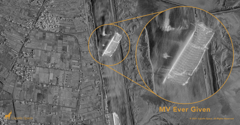 Ever Given ship Suez satellite image 2021