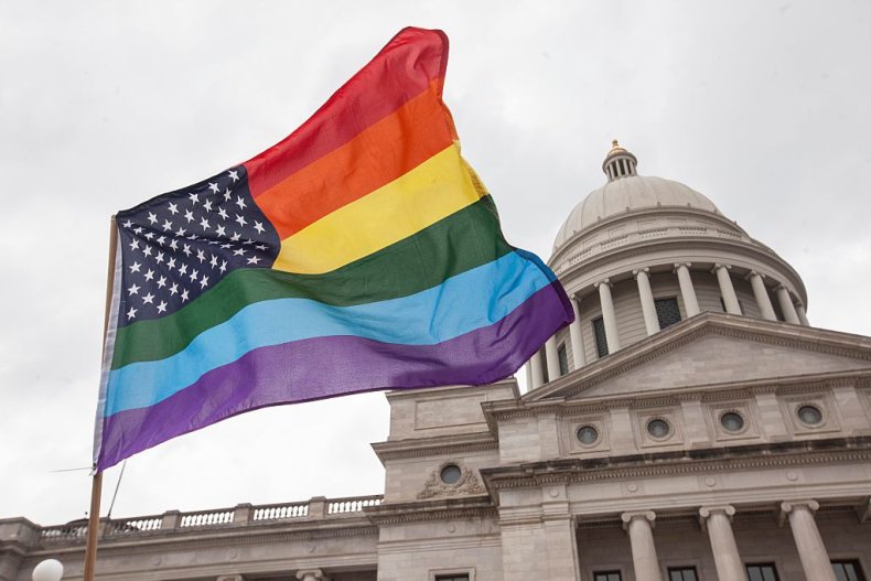 Rainbow Flag Arkansas State Capitol