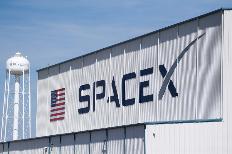 SpaceX logo on hangar