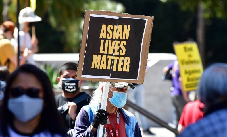 asian lives matter sign rally california