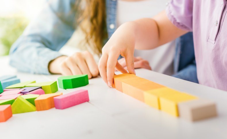 Child playing with blocks