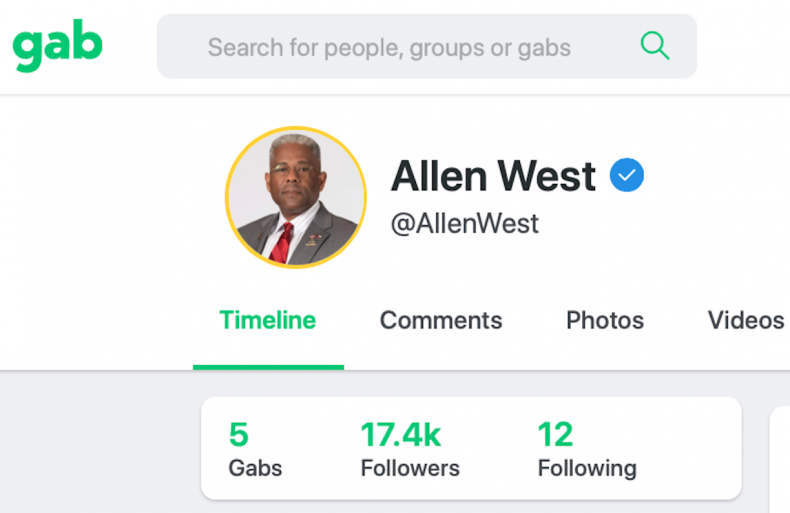Allen West Gab account