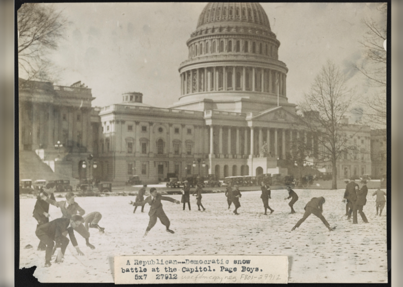Snow battle at the Capitol