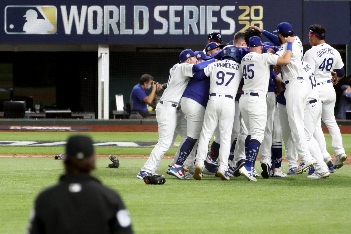The Los Angeles Dodgers Celebrate Their Victory