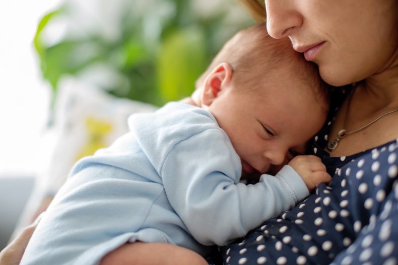 Baby boy with mom