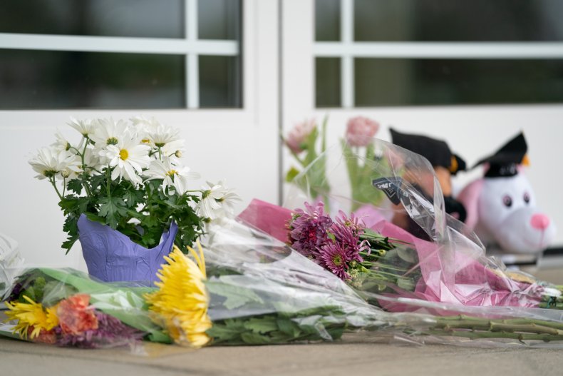 Flowers left outside following the deadly shooting