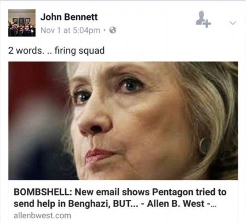 John Bennett Facebook post from 2016