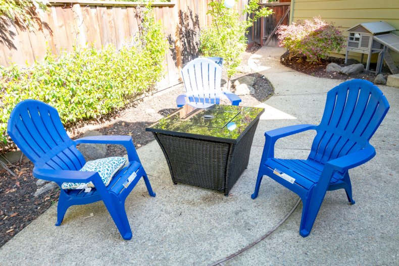 blue lawn furniture