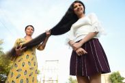 Nilanshi Patel with her record-breaking hair