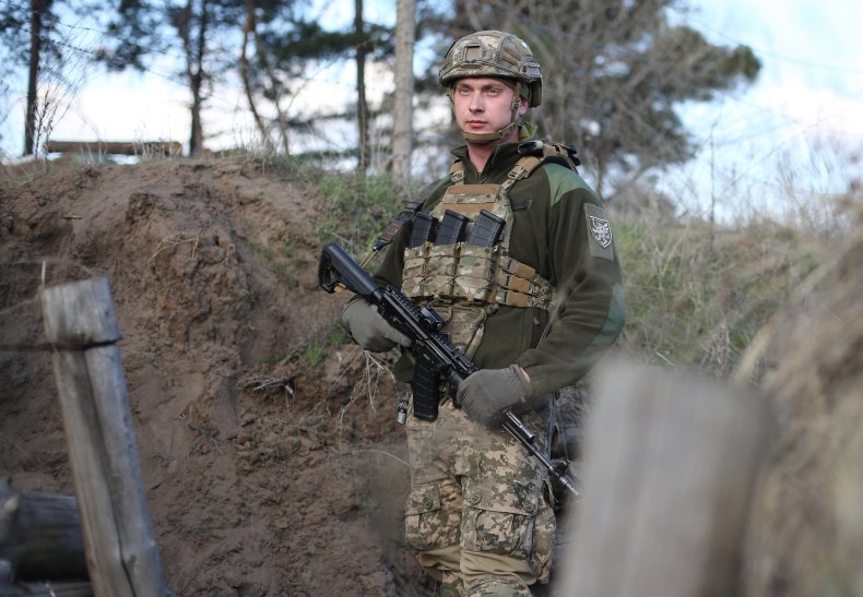 Ukrainian serviceman in Schastya