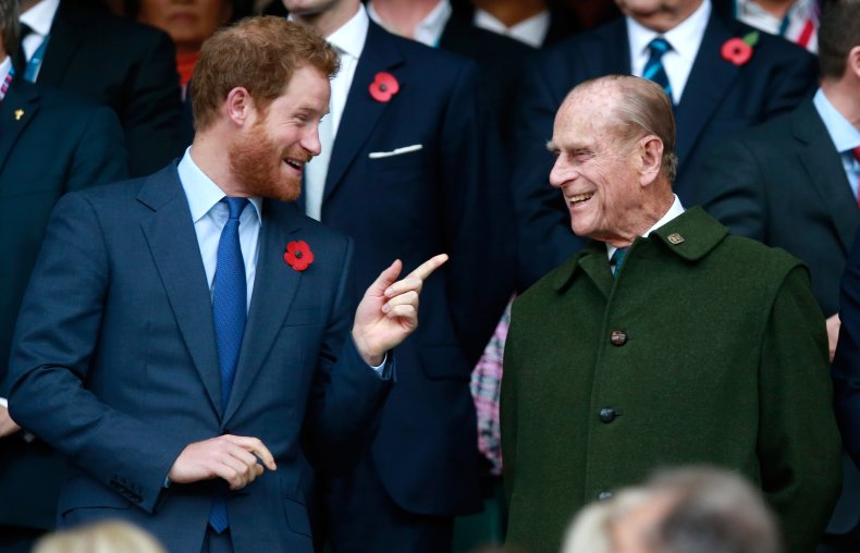 Prince Harry and Prince Philip at Rugby