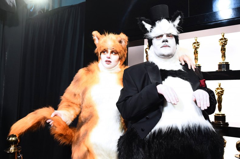 Rebel Wilson James Corden cats costume oscar