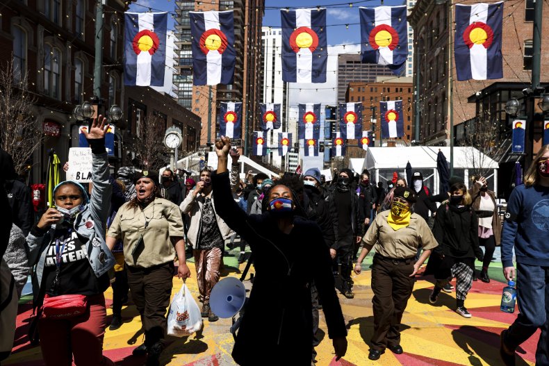 Daunte Wright protesters march in Colorado