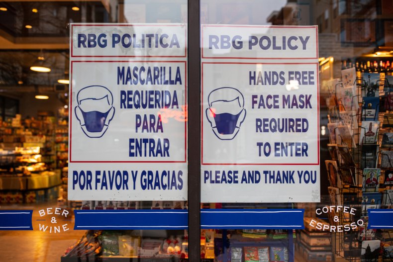 Grocery mask sign Austin Texas March 2021