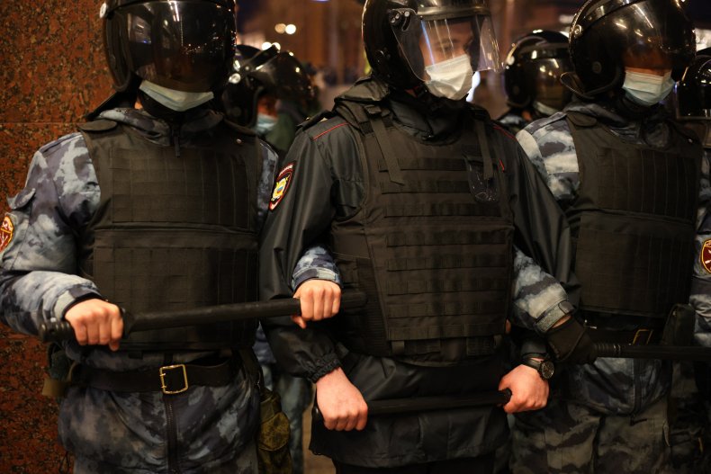 Russian police in Moscow at Navalny protest