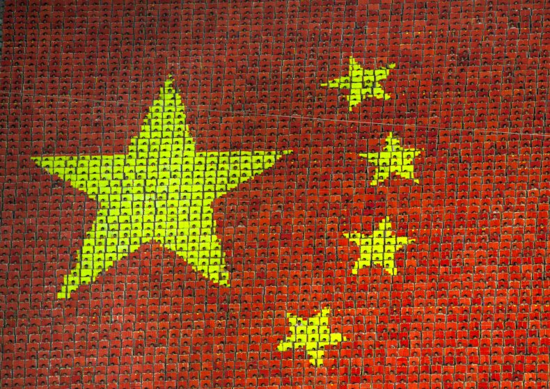 Chinese Children Create Flag of China