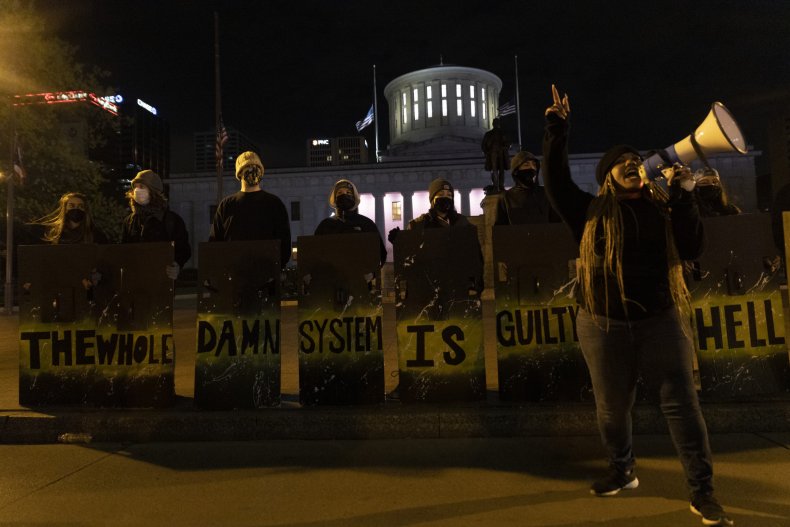 Protesters in Columbus, Ohio